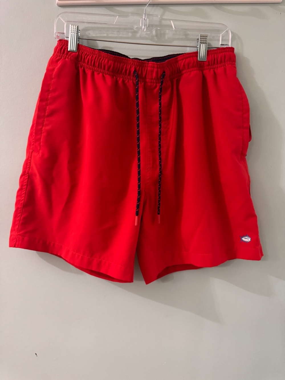 Southern Tide Red Swim Trunks with Contrast Drawstring
